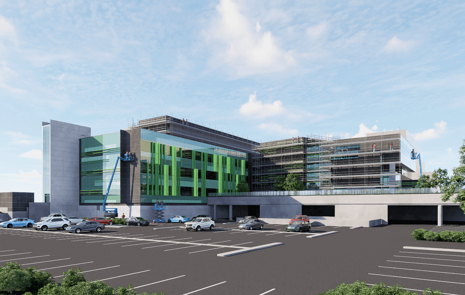 Fiona Stanley Hospital facade installation — view 10, Murdoch, WA — GreenLine Facades