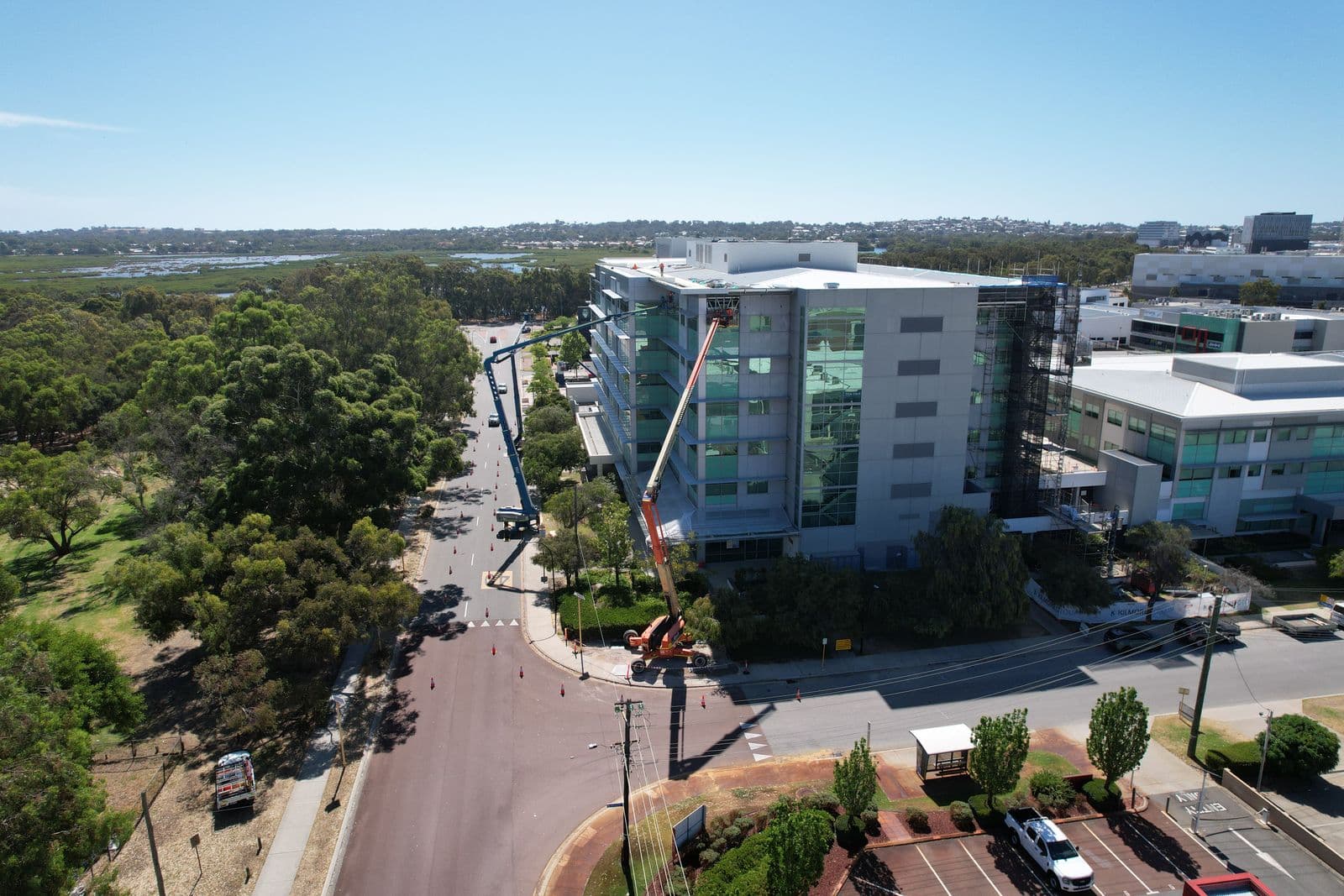 Optima Centre — Djookanup facade installation — view 2, Forrestfield, WA — GreenLine Facades