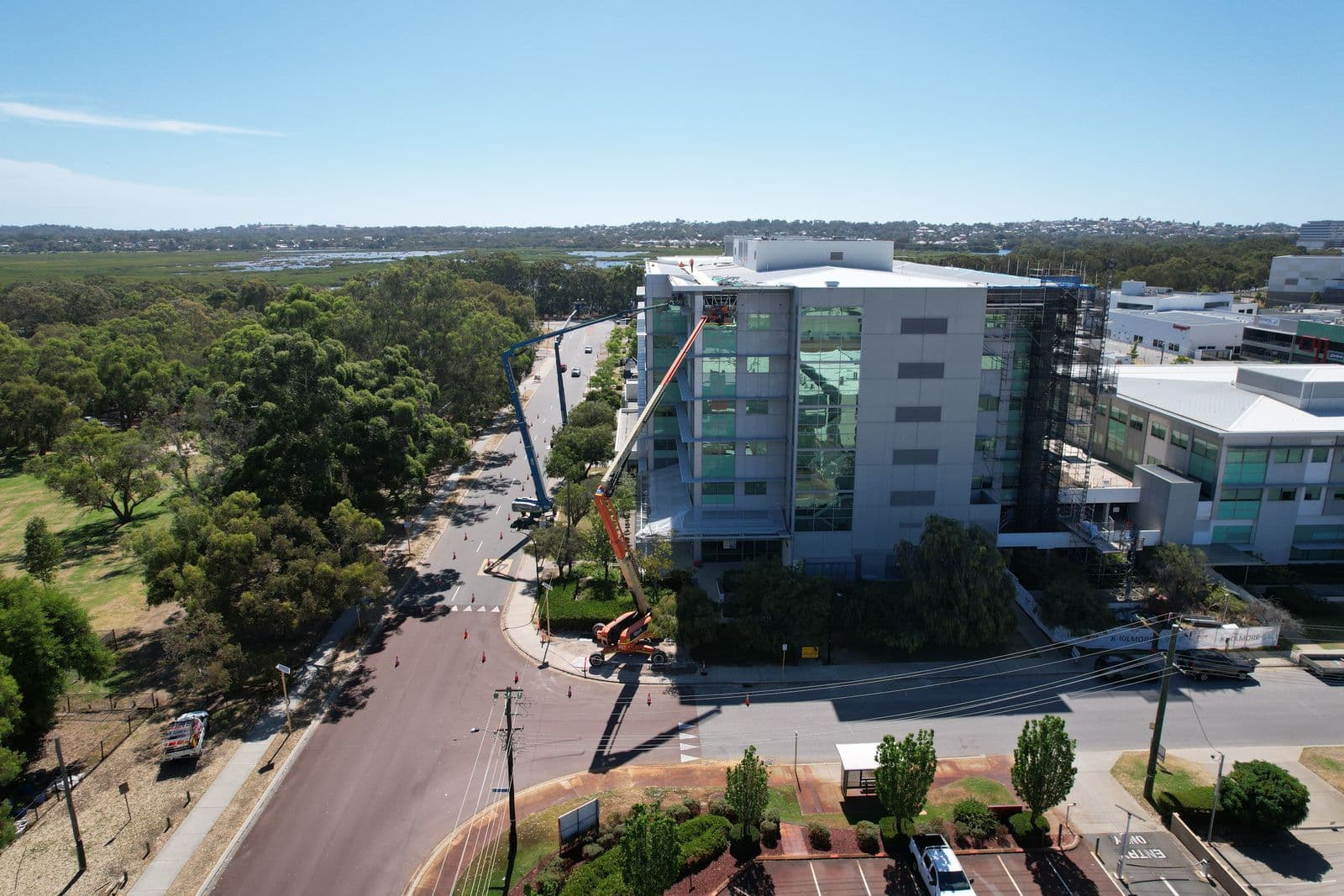 Optima Centre — Djookanup facade installation — view 4, Forrestfield, WA — GreenLine Facades