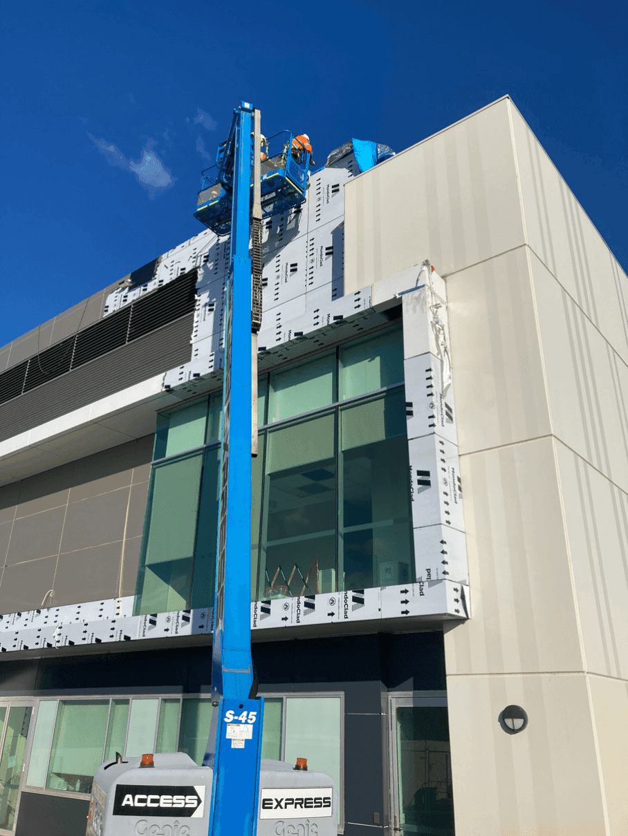 Rockingham Hospital facade installation — view 7, Rockingham, WA — GreenLine Facades