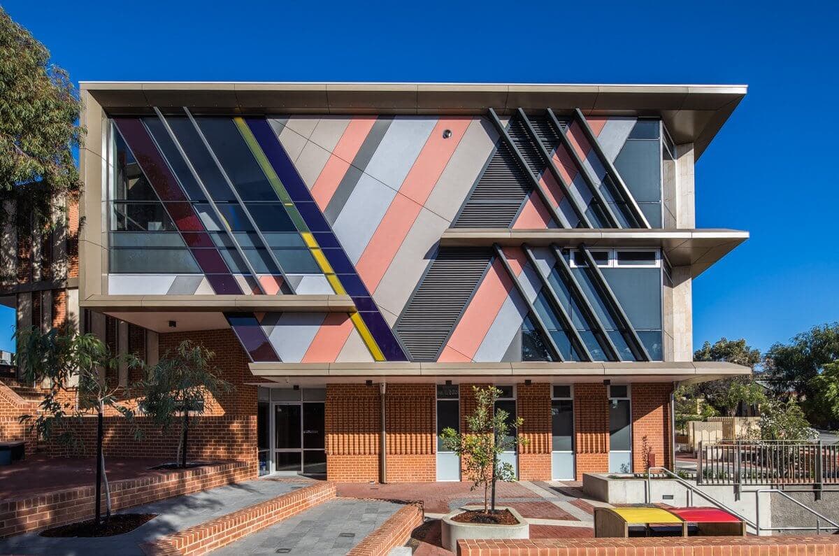 Scotch College facade installation — view 2, Claremont, WA — GreenLine Facades